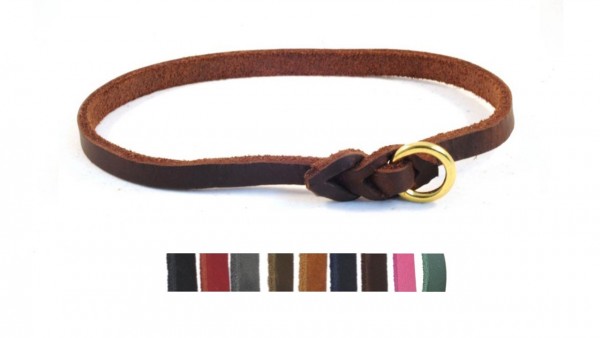 Bellepet - leichtes Halsband aus Fettleder für kleine Hunde - Messing