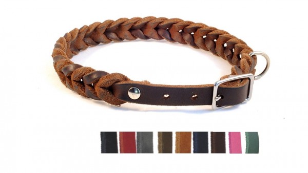 Bellepet Fettleder Halsband "Braidy" mit Schnalle Chrom